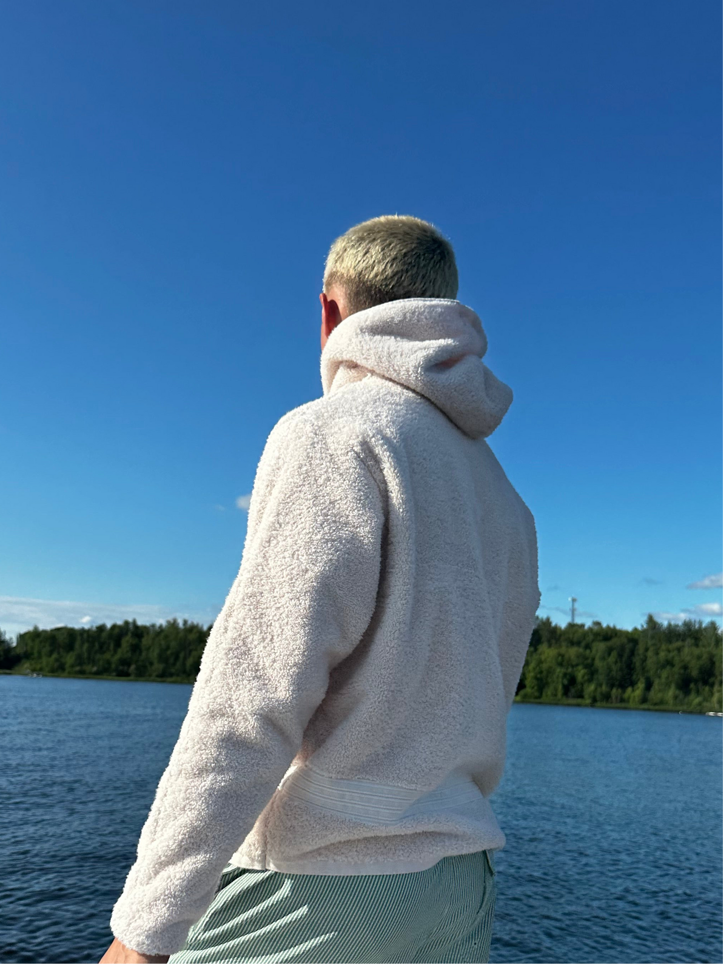 Cream White Long Sleeve Towel Hoodie