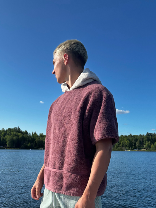 Purple Short Sleeve Towel Hoodie