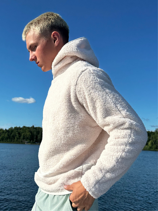 Cream White Long Sleeve Towel Hoodie